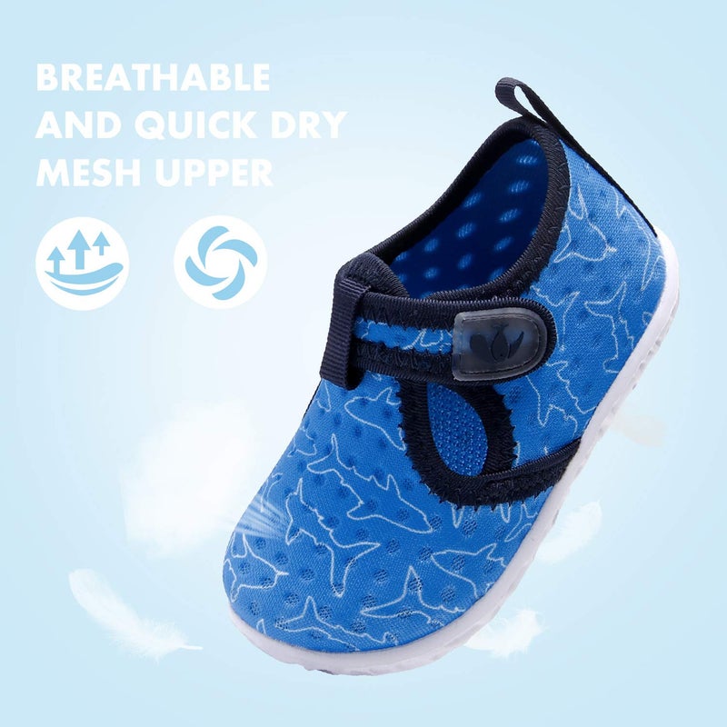 FEETCITY Baby Boys Girls Water Shoes Quick Dry Aqua Socks Barefoot Beach Swim Surf Shoe Blue Shark 2-2.5 Years Toddler - Image 4